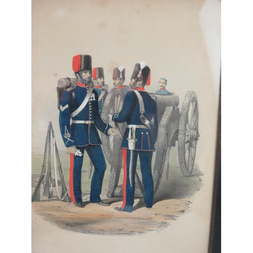 1547 - Three assorted polychrome military prints, depicting The Foot Artillery and Royal Artillery, (3) F &... 