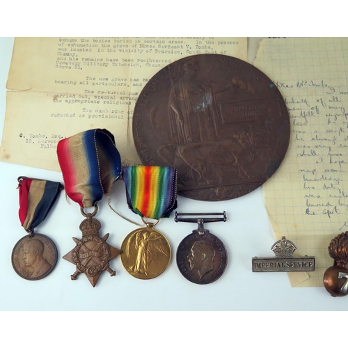 1553 - A World War One trio to 4361.Pte. V. Tomes, 7.Lond.R, includes 1914-15 Star, War Medal, Victory Meda... 