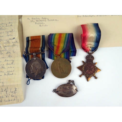 1553 - A World War One trio to 4361.Pte. V. Tomes, 7.Lond.R, includes 1914-15 Star, War Medal, Victory Meda... 