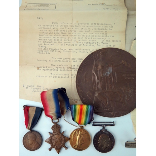 1553 - A World War One trio to 4361.Pte. V. Tomes, 7.Lond.R, includes 1914-15 Star, War Medal, Victory Meda... 