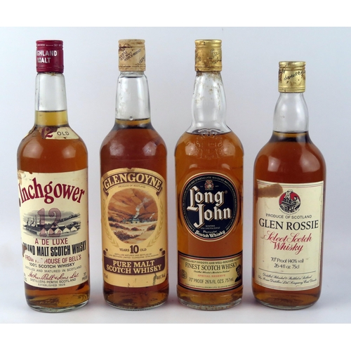 1555 - One bottle Glen Rossie Scotch whisky, 75cl, one bottle Long John Scotch Whisky, 75cl, one bottle Inc... 