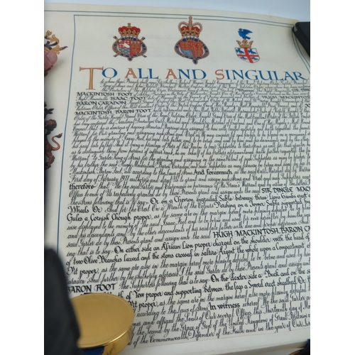 1558 - A Royal parchment of Grant of Arms, with two wax seals and contained in its original box with Royal ... 