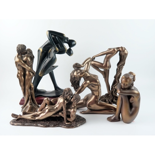 1566 - Six assorted bronzed resin male and female nude figure, various sizes, (6).