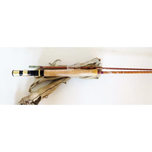 1588 - A Davenport & Fordham Ltd, two-piece split cane trout rod, 9ft. with canvas bag.