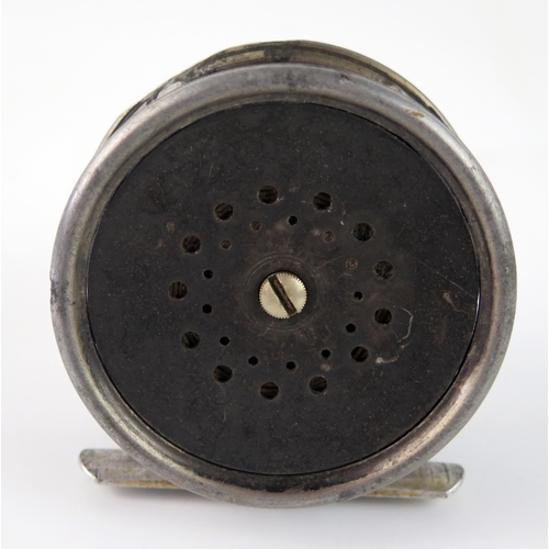 1591 - Hardy Bothers, Alnwick, a 3.3/4ins the Perfect alloy wide drum salmon reel, with ventilated drum, tw... 