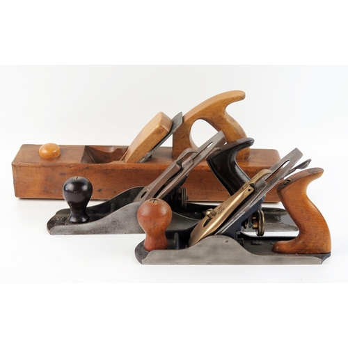 1608 - A polished wood jack plane, together with two smoothing planes, (3).