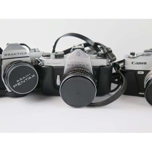 1639 - A Praktica MTL3 35mm camera, with spare lens, a Pentax Spotmatic 35mm camera with spare lens, togeth... 