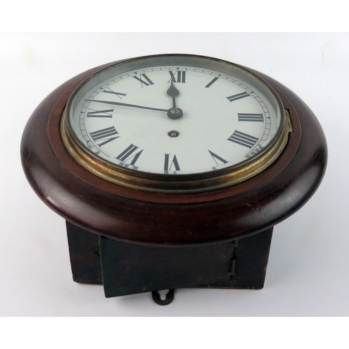 1665 - A late Victorian mahogany wall timepiece with 19cm Roman dial, 30cm diameter.