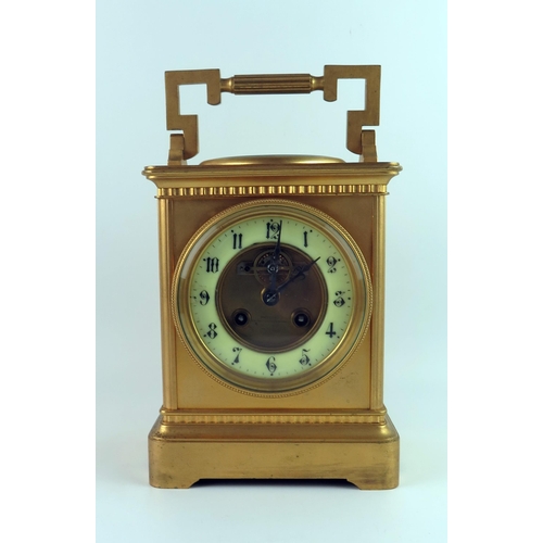 1672 - The Sussex Goldsmiths & Silversmiths Co, Brighton, a giant gilt brass carriage clock, with 10cm Arab... 