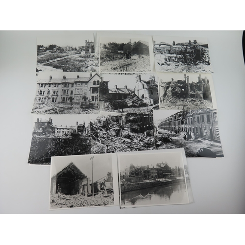 1712 - A collection of black and white reproduction photographs of bombing raids on Exeter showing  damage ... 