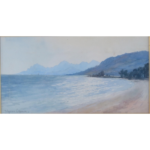 1758 - Holge Von Cramm, Coastal Scene, watercolour, signed, undated, 16.5 x 31cm