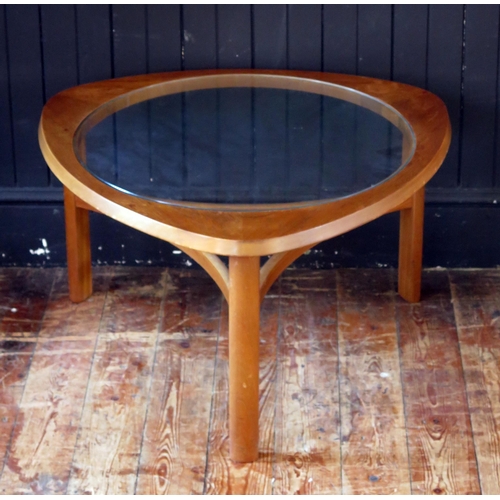 1787 - A 1970's G-Plan Astro oval teak coffee table, with inset glass top, 122cm long, together with a Nath... 