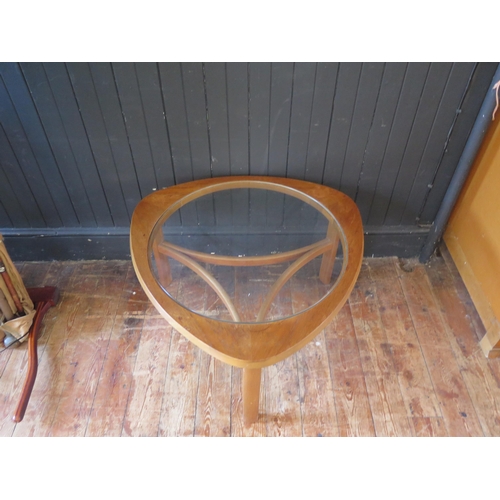 1787 - A 1970's G-Plan Astro oval teak coffee table, with inset glass top, 122cm long, together with a Nath... 