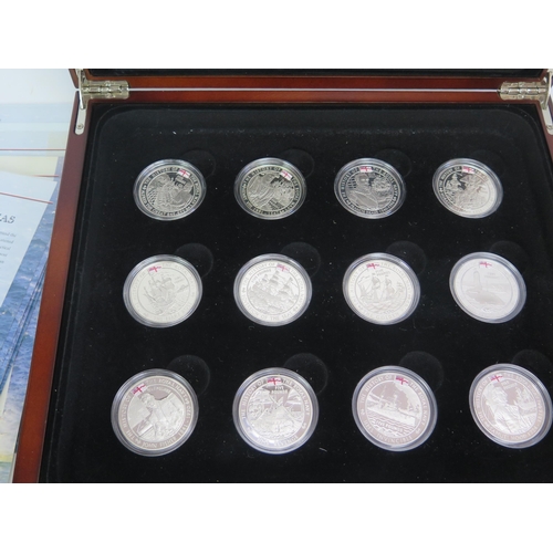 1859 - The Royal Mint _ The History of The Royal Navy Collection. A boxed set (no. 5536) of 18 silver Guern... 