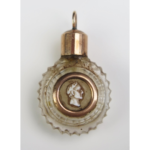 34 - A 19th Century Miniature Scent Bottle with central bust of a man in profile with laurel wreath 'came... 