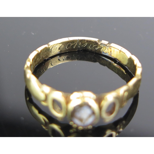 64 - An Unmarked Gold and Hardstone Forget Me Not Ring, engraved inside C M Cookson, size L.5, 2.6g. Two ... 