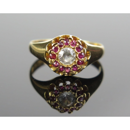 87 - A Victorian 18ct Gold, Spinel and White Stone Cluster Ring, Chester 1897, maker A.S, 10mm diam. head... 