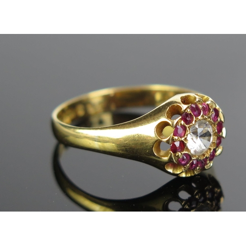 87 - A Victorian 18ct Gold, Spinel and White Stone Cluster Ring, Chester 1897, maker A.S, 10mm diam. head... 