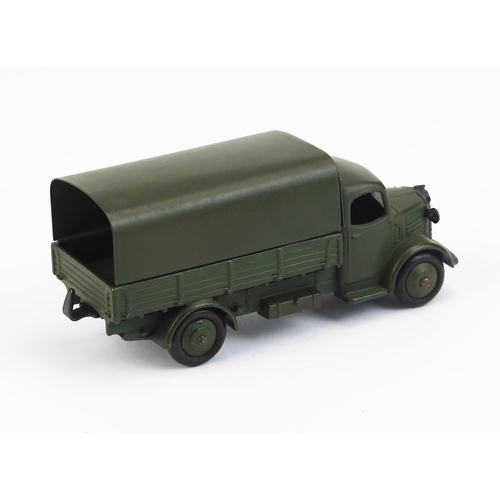 1133A - Dinky 30sm Austin Covered Wagon (US Export Issue) - matt green body, tilt and ridged hubs - very nea... 