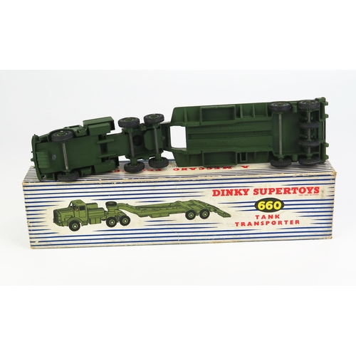 1138 - Dinky 660 Mighty Antar Tank Transporter - matt green tractor unit, trailer and ridged hubs, 