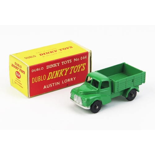 1147 - Dinky Dublo 064 Austin Lorry - green, rarer knobbly black plastic wheels - mint or very near to in n... 