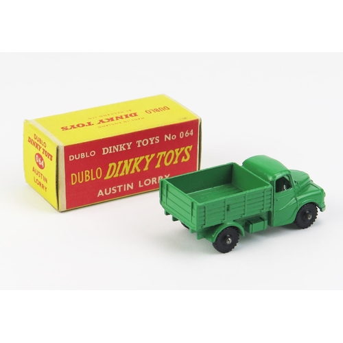 1147 - Dinky Dublo 064 Austin Lorry - green, rarer knobbly black plastic wheels - mint or very near to in n... 