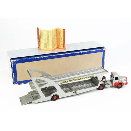 1155 - French Dinky 39A Unic Boilot Car Transporter - silver/orange, orange ridged and concave hubs, 