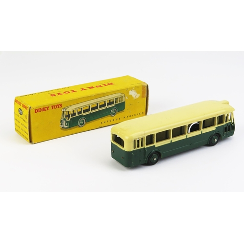 1158 - French Dinky 29D Somua-Panhard Paris Bus - two-tone dark green/cream, dark green ridged hubs, unders... 