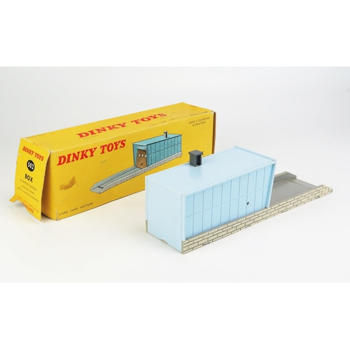 1159 - French Dinky 502 Garage - sky blue/light grey, dark grey door - near mint (some light staining) in v... 