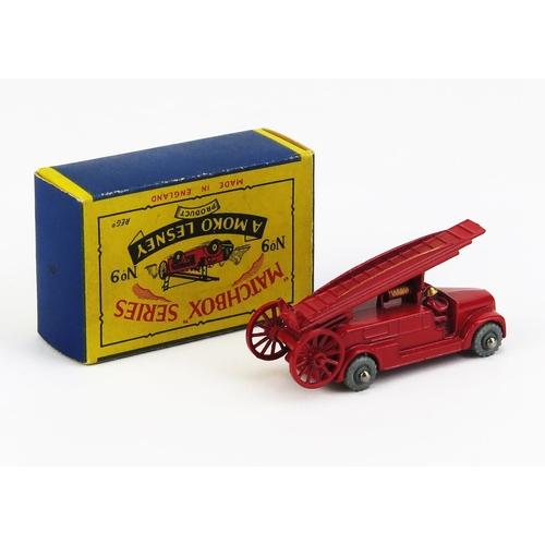 1174 - Matchbox Moko 9b Dennis Fire Engine - Stannard Code 4, red, gold trim, with front bumper, metal whee... 