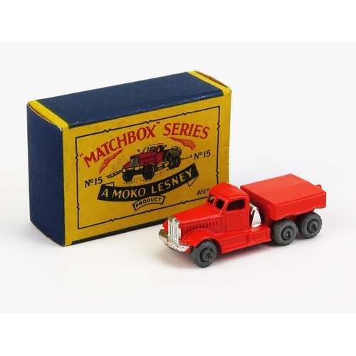 1175 - Matchbox Moko 15a Diamond T Prime Mover - Stannard Code 3, orange, silver trim, metal wheels, domed/... 