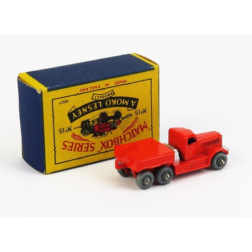 1175 - Matchbox Moko 15a Diamond T Prime Mover - Stannard Code 3, orange, silver trim, metal wheels, domed/... 