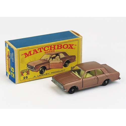 1179 - Matchbox Regular Wheels 25d Ford Cortina Mk II - Stannard Code 6, met. brown, cream interior, black ... 