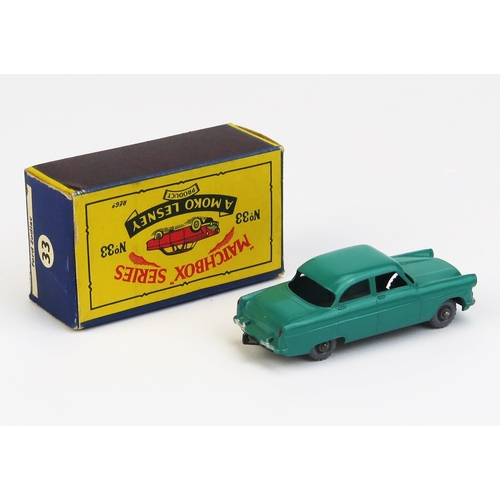 1180 - Matchbox Moko 33a Ford Zodiac - Stannard Code 9, sea-green, silver trim, grey plastic wheels, domed/... 