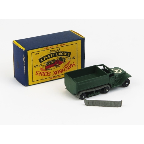 1189 - Matchbox Moko 49a M3 Personnel Carrier - Stannard Code 14, olive green, black plastic wheels and rol... 