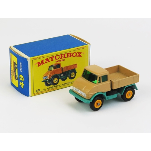 1190 - Matchbox 49b Mercedes Unimog -  Stannard Code 3, light brown/sea green, yellow hubs, black tyres - v... 