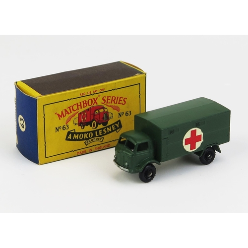 1195 - Matchbox Moko 63a Army Ambulance (Ford 3 Ton 4x4) - Stannard Code 1, olive green body and base, silv... 