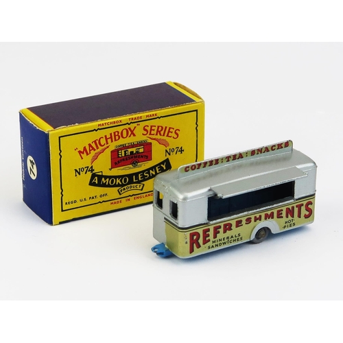 1197 - Matchbox Moko 74a Mobile Canteen - Stannard Code 13, silver, decal adverts, light blue base, 9x24 gr... 