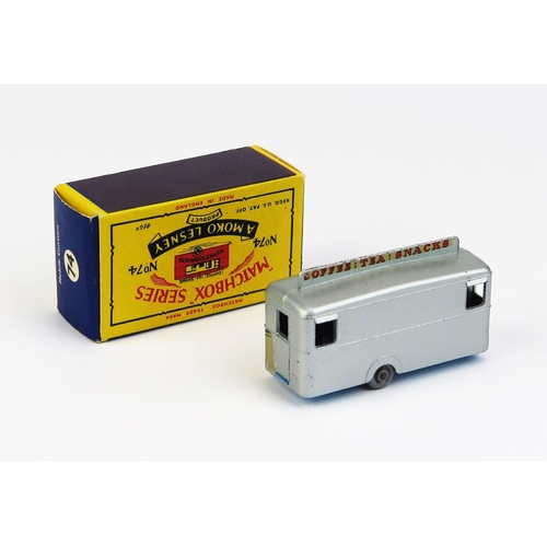 1197 - Matchbox Moko 74a Mobile Canteen - Stannard Code 13, silver, decal adverts, light blue base, 9x24 gr... 