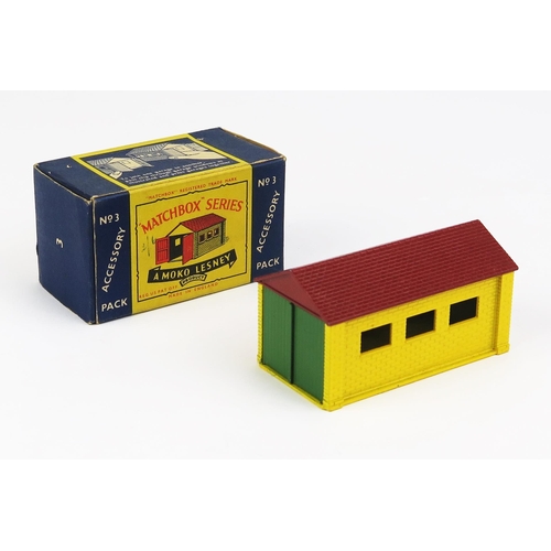 1198 - Matchbox Moko Accessory Pack A3 Private Lock-up Garage - yellow side, brown roof, green doors - exce... 