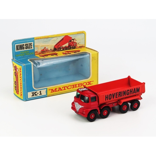 1204 - Matchbox King Size K-1 Foden Tipper Truck - red cab and chassis, orange tipper, 