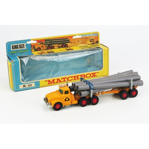 1209 - Matchbox King Size K10 Scammell Articulated Pipe Truck - yellow, black door labels, unpainted, horns... 