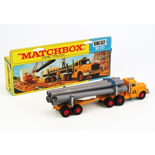 1209 - Matchbox King Size K10 Scammell Articulated Pipe Truck - yellow, black door labels, unpainted, horns... 