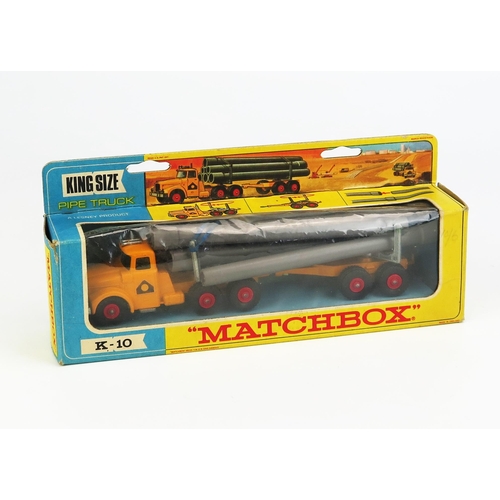 1209 - Matchbox King Size K10 Scammell Articulated Pipe Truck - yellow, black door labels, unpainted, horns... 