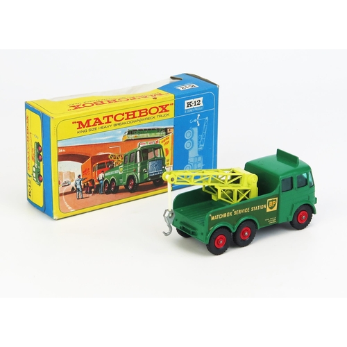 1210 - Matchbox King Size K12 Foden Heavy Breakdown/Wreck Truck - green, yellow arm, unpainted hook, 