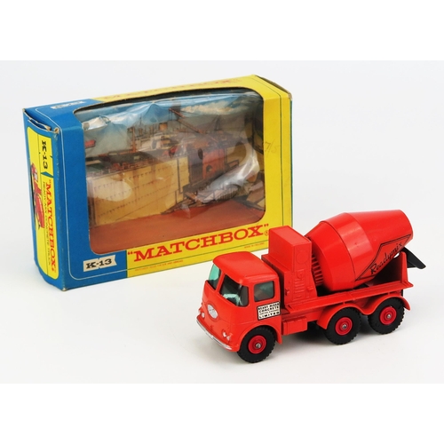 1211 - Matchbox King SizeK13 Foden Ready-Mix Concrete Truck - orange cab, chassis and mixer, green tinted w... 