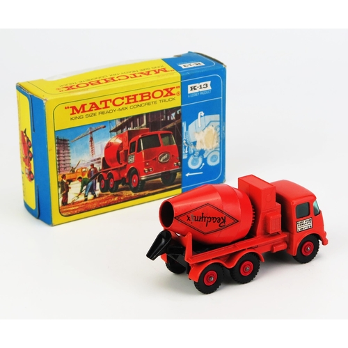 1211 - Matchbox King SizeK13 Foden Ready-Mix Concrete Truck - orange cab, chassis and mixer, green tinted w... 