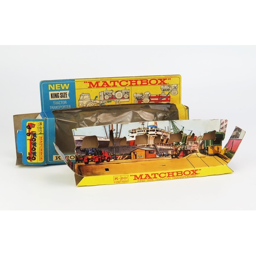 1214 - Matchbox King Size K20 Ford D800 Tractor Transporter, red cab, chassis and trailer, yellow fuel tank... 