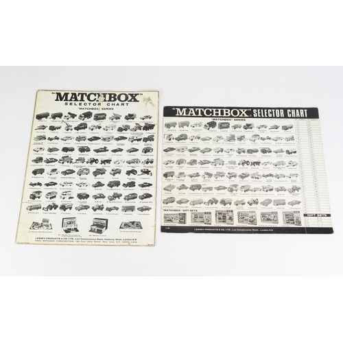 1221 - Matchbox Regular Wheels Selector Charts including one for Fred Bronner (USA) distributers - UK one i... 