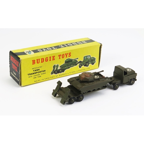 1226 - Budgie Toys 222 Articulated Tank Transporter - olive drab - white star transfers, black tyres - tran... 